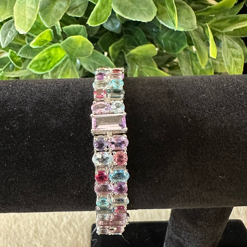 Sterling Silver Multi Colored Gemstone Bracelet